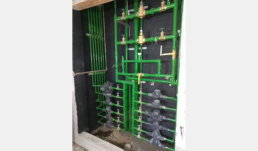 Pintura das tubulações dos shafts
